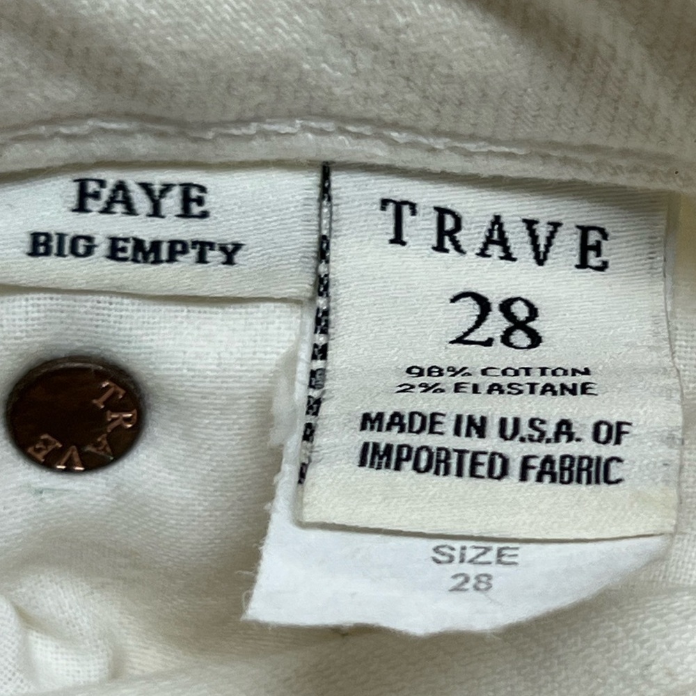 New Trave Faye Off White Jeans Size 28 Raw Hem Split Seam 5 Pocket NWOT - Picture 2 of 11